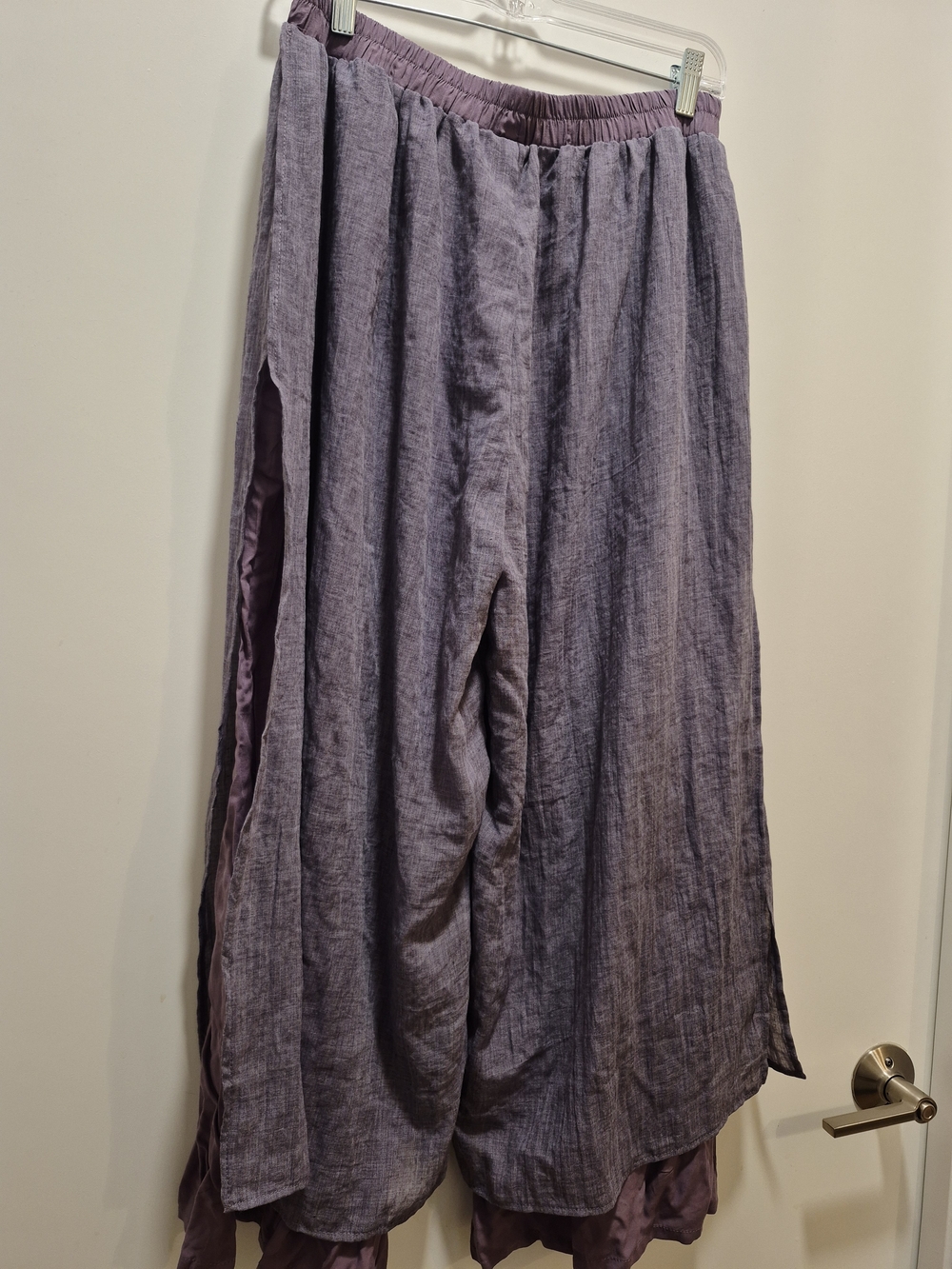 Women's Wide Leg Layer Capris Palazzo Elastic Waist Trousers - Picture 7 of 9